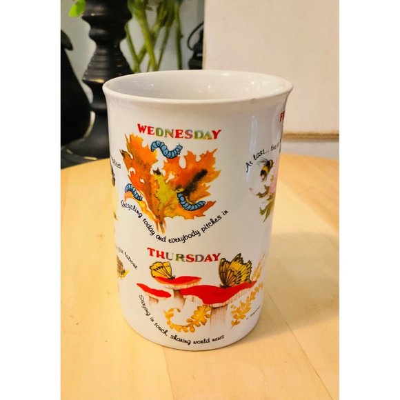 Days of the Week Bird Mug. Valerie Pfeiffer Design Porcelain Capilano - Picture 4 of 6